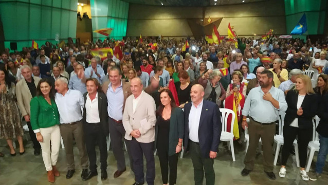 Acto de campaña de Vox en Palma, al que ha asistido el secretario general, Ortega Smith