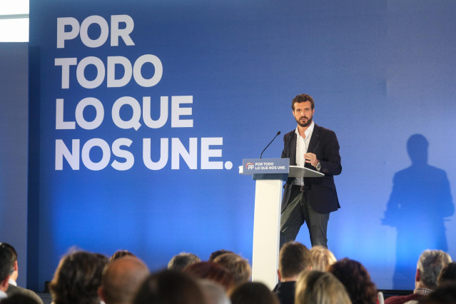 El presidente del Partido Popular, Pablo Casado, interviene en un acto en Lalín (Galicia), a sábado 2 de noviembre de 2019