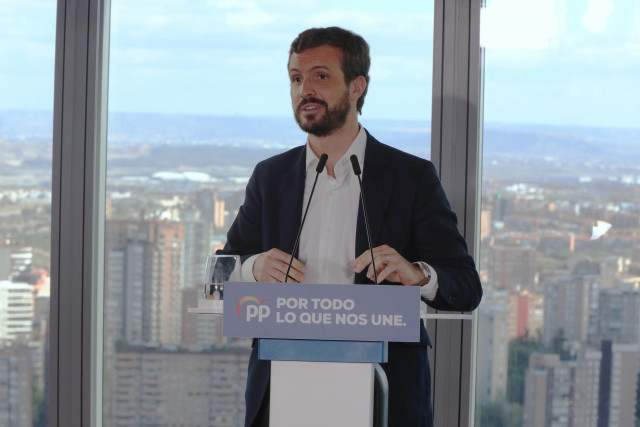 El presidente del Partido Popular y candidato a la presidencia el 10N, Pablo Casado, visita el proyecto de Madrid Norte, en Madrid (España), a 3 de noviembre de 2019