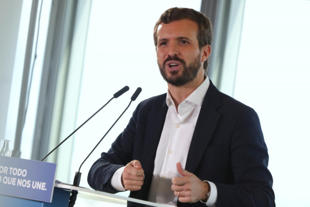 El presidente del Partido Popular y candidato a la presidencia el 10N, Pablo Casado, visita el proyecto de Madrid Norte, en Madrid (España), a 3 de noviembre de 2019