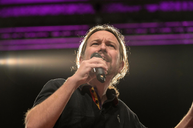 El Secretario General de Unidas Podemos y candidato a la presidencia, Pablo Iglesias, interviene durante un acto en A Coruña (Galicia), a 3 de noviembre de 2019