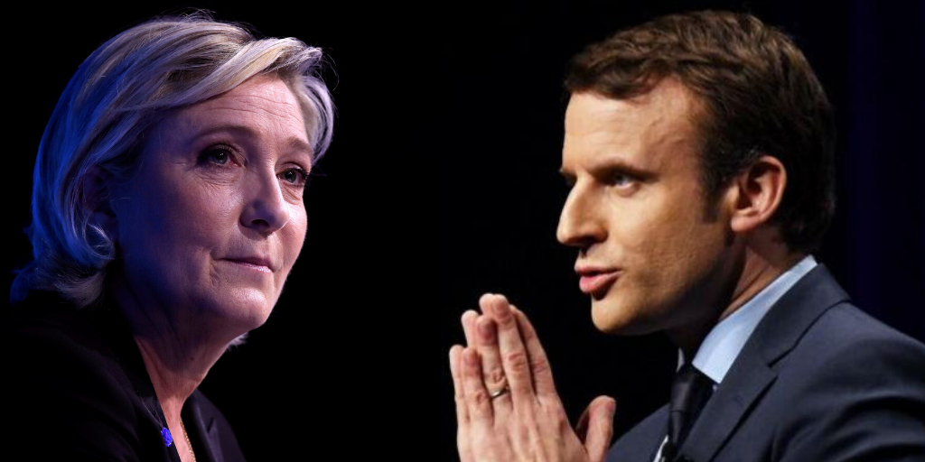 Marine Le Pen y Emmanuel Macron