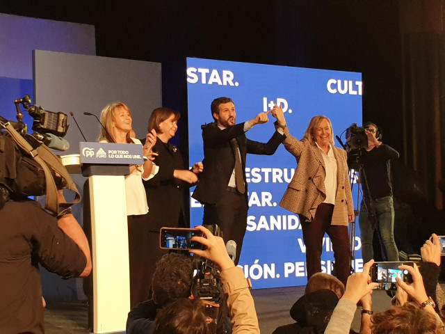 El candidato del PP a la Presidencia del Gobierno, Pablo Casado, participa en Oviedo en un acto político de la coalición electoral PP-Foro