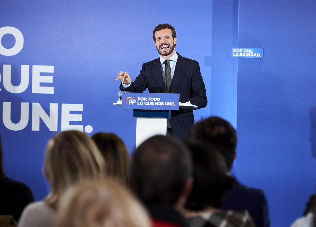 El presidente del PP y candidato a la Presidencia del Gobierno, Pablo  Casado, en una imagen de archivo