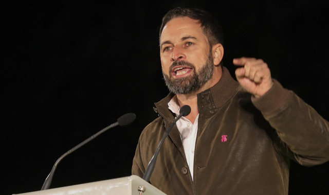 El presidente de Vox, Santiago Abascal durante su intervención. En Dos Hermanas (Sevilla), 05 de noviembre de 2019.