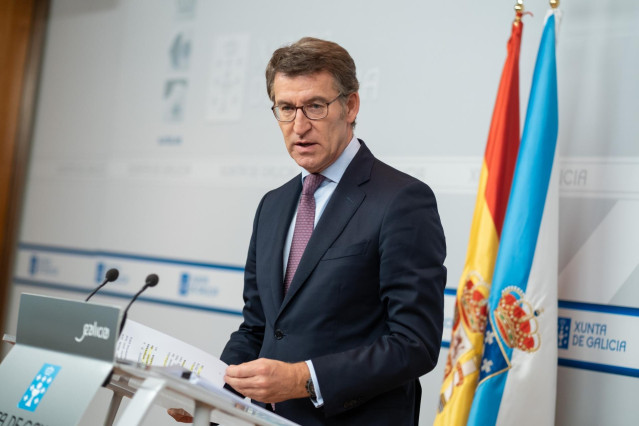 El presidente de la Xunta en la rueda de prensa tras el Consello.