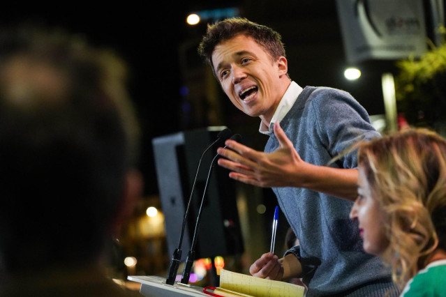 El candidato de Más País a la Presidencia del Gobierno, Íñigo Errejón durante el acto electoral celebrado en Málaga, a 06 de noviembre de 2019.