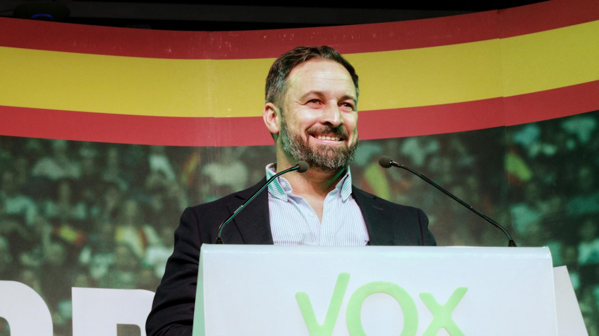 El presidente de Vox y candidato presidencial, Santiago Abascal interviene en el acto central del partido en Valencia (España), a 7 de noviembre de 2019