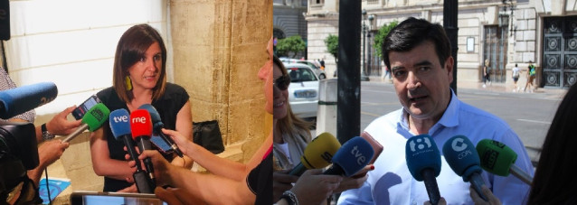 Catalá (PP) y Giner (Cs) atienden a los medios en imagen de archivo