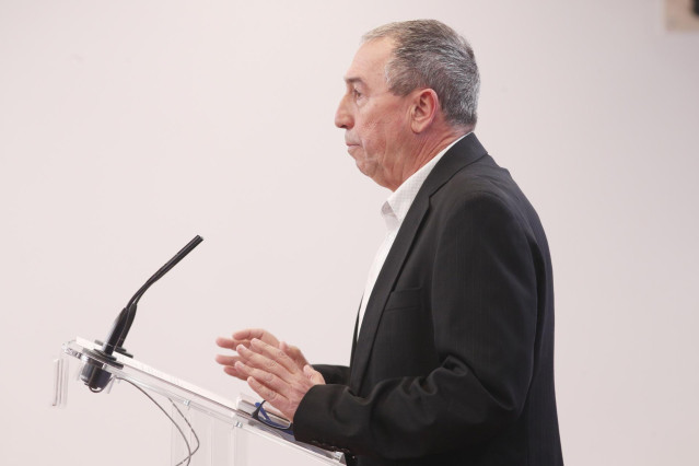 El diputado de Compromís en el Congreso, Joan Baldoví, durante la rueda de prensa