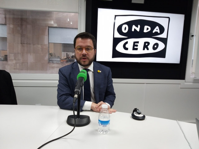 El  vicepresident de la Generalitat, Pere Aragonès, ofrece una entrevista en Onda Cero.