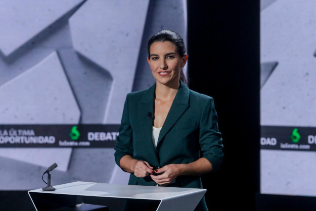 (i-d) La portavoz de Vox en la Asamblea de Madrid, Rocío Monasterio, en el debate en laSexta de las candidatas del PSOE, PP, Unidas Podemos, Ciudadanos y Vox, en Madrid a 7 de noviembre de 2019.