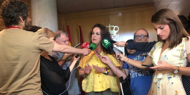 La diputada socialista, Carla Antonelli, hace declaraciones a los periodistas en la Asamblea de Madrid.