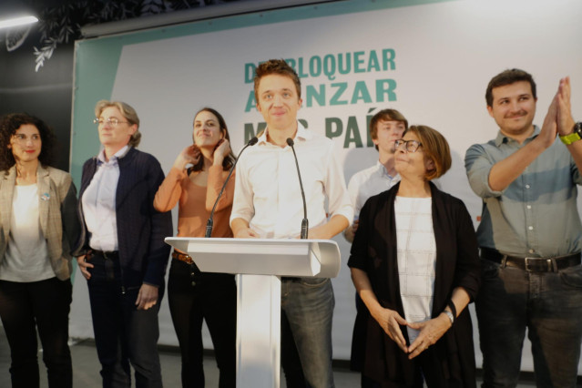 (I-D) La candidata de Más País Andalucía por Cádiz, María del Mar Polanco; la número dos de Más País al Congreso por Madrid, Marta Higueras; la portavoz nacional de campaña de Más País, Rita Maestre; el candidato de Más País a la Presidencia del Gobierno,