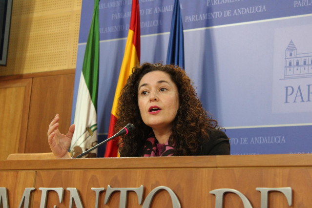 La responsable de Política Institucional de IU Andalucía y portavoz parlamentaria de Adelante Andalucía, Inmaculada Nieto, este miércoles en rueda de prensa