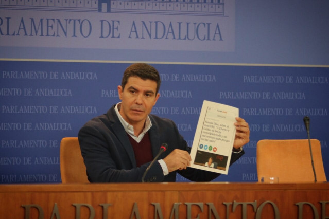 El portavoz de Ciudadanos en el Parlamento andaluz, Sergio Romero, este miércoles