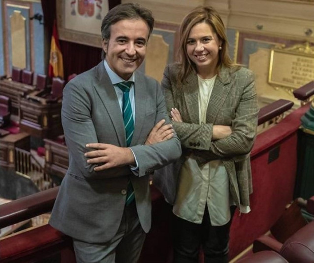 Los diputados electos del PP por Cantabria Diego Movellán y Elena Castillo