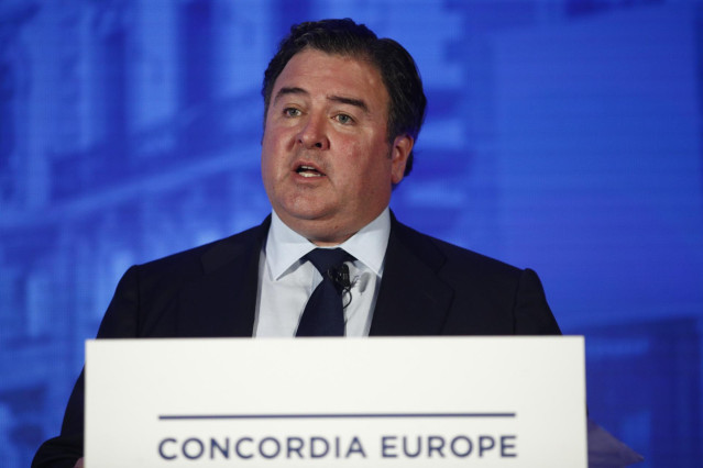 El embajador de EEUU en España, Richard Duke Buchan III, durante su intervención en el I Concordia Europe - AmchamSpain Summit.