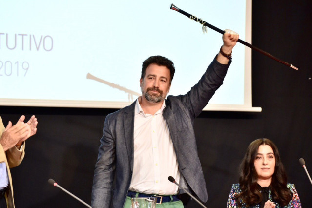 El alcalde de Rivas, Pedro del Cura, tras ser reelegido como regidor de la localidad.