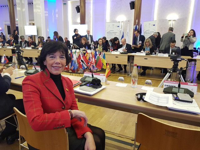 La ministra de Educación y Formación Profesional en funciones, Isabel Celaá, ha participado en la Cumbre de Ministros de Educación del Consejo de Europa, celebrada en París.