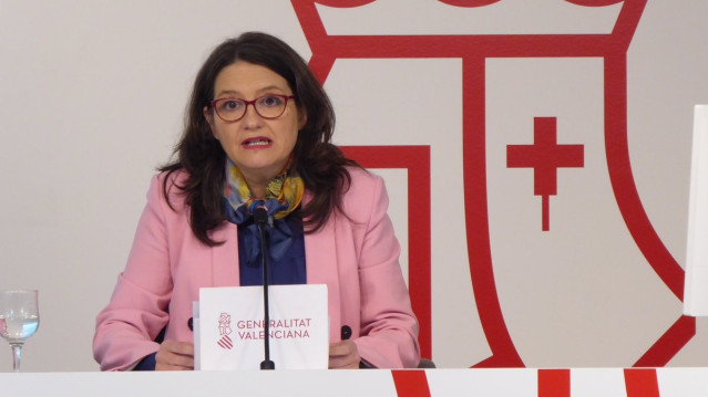 La vicepresidenta del Consell, Mónica Oltra, en la rueda de prensa tras el pleno del Consell en una imagen de archivo
