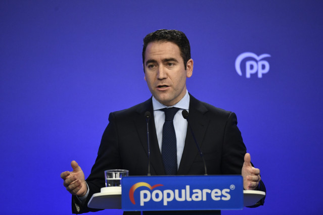 El secretario general del Partido Popular, Teodoro García Egea, durante la rueda de prensa tras la reunión del Comité de Dirección del Partido Popular en la sede nacional del PP, en Madrid (España), a 19 de noviembre de 2019.