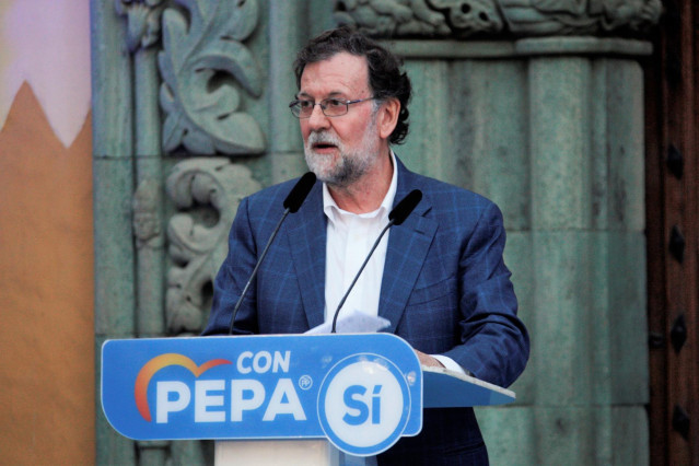 El ex presidente del Gobierno Mariano Rajoy durante el mitin de presentación oficial de Pepa Luzardo como candidata a acaldesa de Las Palmas de Gran Canaria