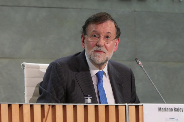 El expresidente del Gobierno Mariano Rajoy durante la presentación de su libro, 