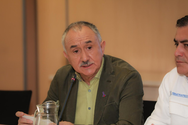 El secretario general de UGT, Pepe Álvarez, durante la presentación del acto: 