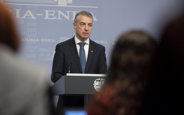 El lehendakari, Iñigo Urkullu, en su comparecencia tras conocerse la sentencia por el 'caso De Miguel'