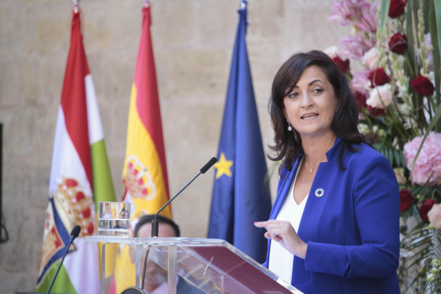 La socialista Concha Andreu durante su intervención en el acto de toma de posesión de su cargo como nueva presidenta de La Rioja.