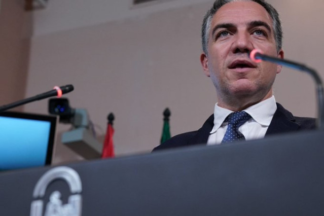 El consejero de Presidencia y portavoz del Ejecutivo andaluz, Elías Bendodo, en rueda de prensa este martes
