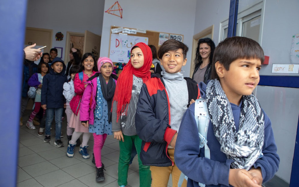 Refugiados escolarizados en el Centro Tapuat, cerca del campamento de Moria en Lesbos UNICEF