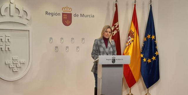 La portavoz del Gobierno murciano, Ana Martínez Vidal, en la rueda de prensa