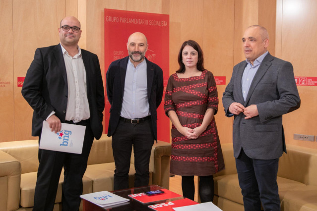 Rubén Cela y Néstor Rego, del BNG en su última reunión con Adriana Lastra y Rafael Simancas