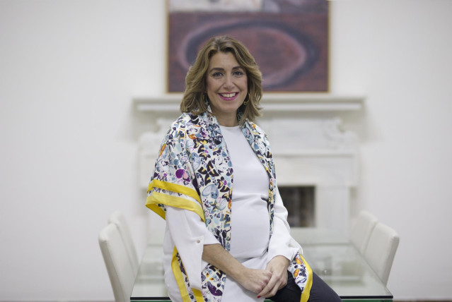 La secretaria general del PSOE-A, Susana Díaz, durante la entrevista con Europa Press