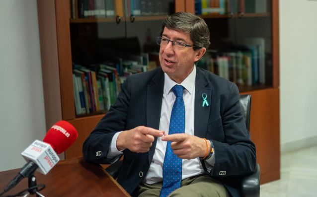 El vicepresidente de la Junta de Andalucía y consejero de Turismo, Regeneración, Justicia y Administración Local, Juan marín, en la entrevista a Europa Press.