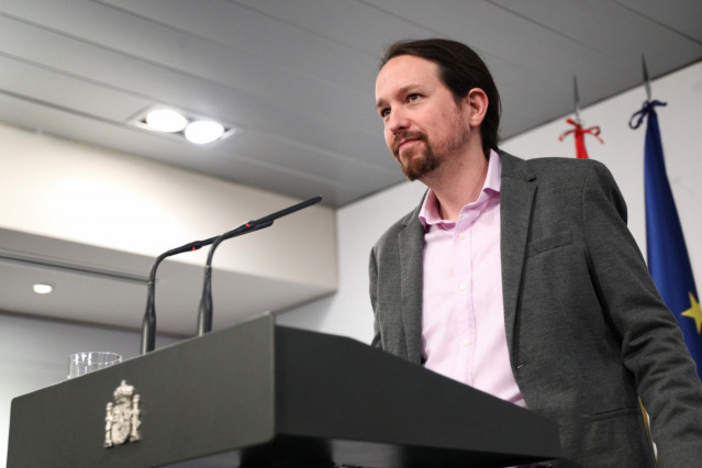 Rueda de prensa de Pablo Iglesias en la Moncloa  ;Jesús Hellín
