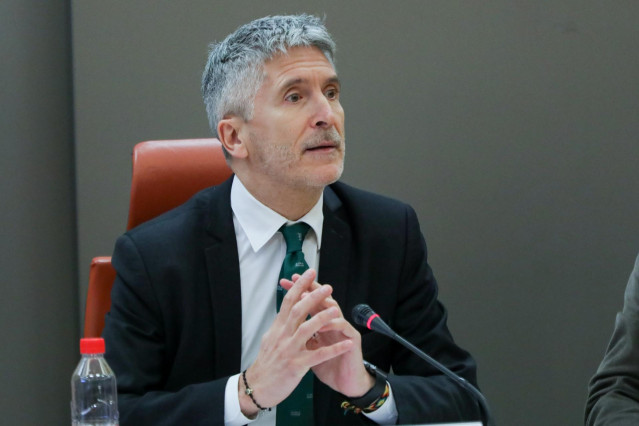 El ministro del Interior en funciones, Fernando Grande-Marlaska, durante la presentación del balance de siniestralidad vial del 2019 en la sede de la Dirección General de Tráfico