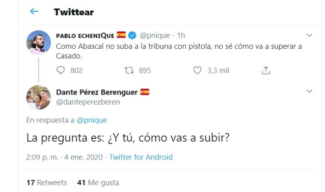 Concejal del PP ironizando en Twitter con la dispacidad de Echenique
