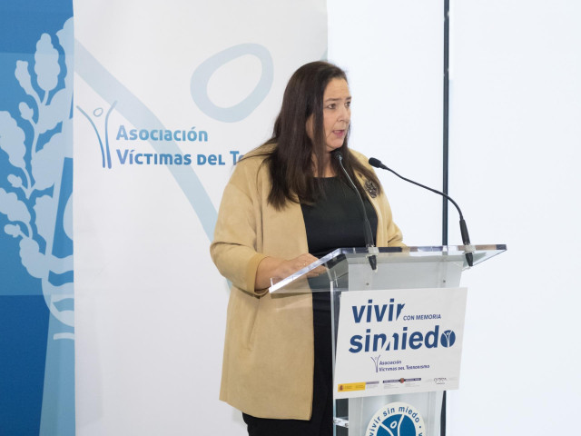 La preisdenta de la AVT, Maite Araluce, en Bilbao