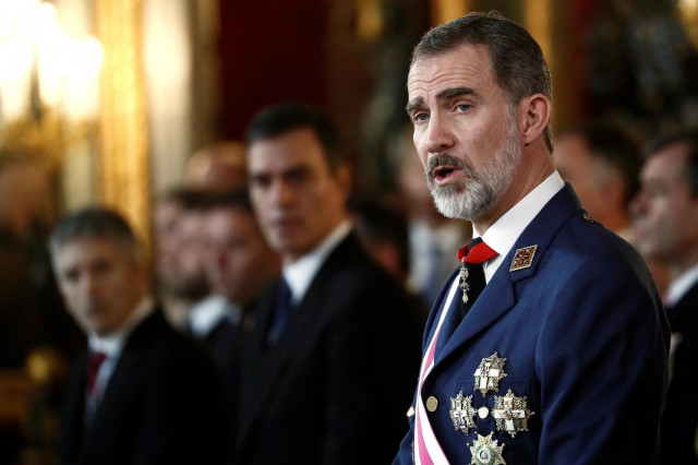 El rey Felipe VI preside la celebración de la Pascua Militar de 2020 en el Palacio Real de Madrid (España) a 6 de enero de 2019.