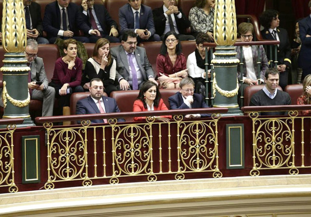 Adrián Barbón durante el debate de investidura.