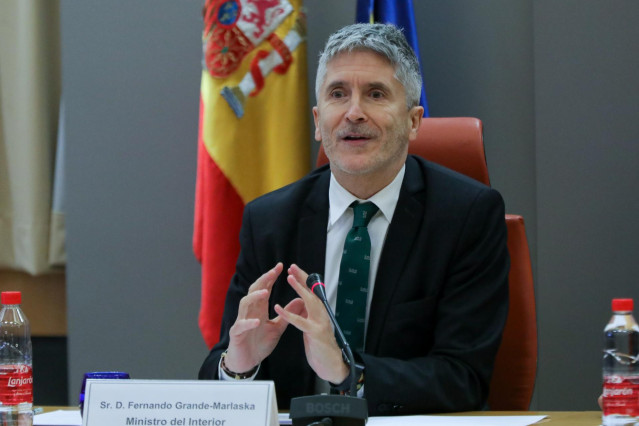 El ministro del Interior en funciones, Fernando Grande-Marlaska, durante la presentación del balance de siniestralidad vial del 2019 en la sede de la Dirección General de Tráfico, en Madrid a 2 de enero de 2020.