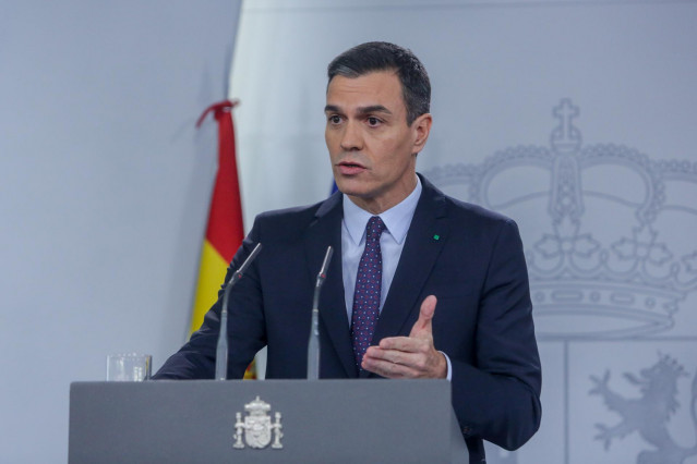 El presidente del Gobierno en funciones, Pedro Sánchez, en el palacio de La Moncloa
