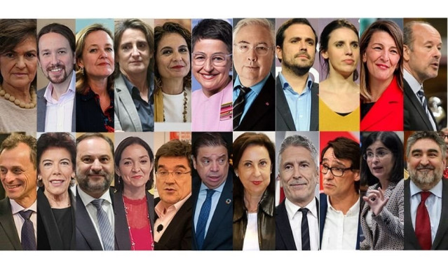 Estos son todos los ministros del Gobierno de coalición de PSOE y UP.