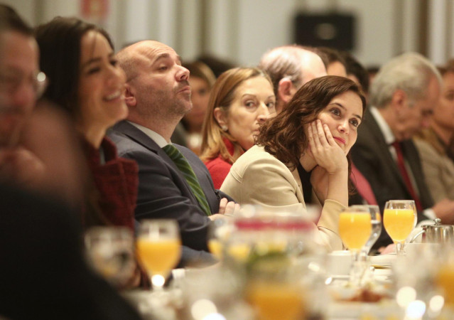 La presidenta de la Comunidad de Madrid, Isabel Díaz Ayuso durante un desayuno informativo de Nueva Economía Fórum, en el que han participado altos cargos del PP