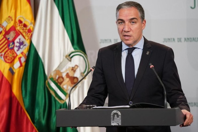 El portavoz del Gobierno andaluz y consejero de Presidencia, Administración Pública e Interior, Elías Bendodo, en rueda de prensa posterior al Consejo de Gobierno.
