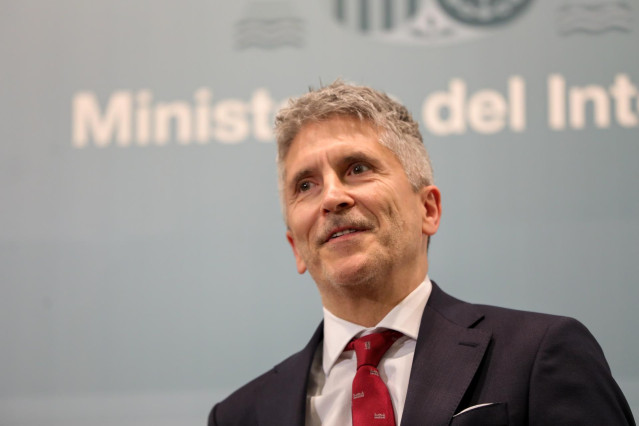 Fernando Grande-Marlaska,  tras tomar posesión por segunda vez de su cargo como ministo del Interior, esta vez para el Gobierno de coalición del PSOE y Unidas Podemos  en la XIV Legislatura, en la sede del Ministerio en Madrid (España), a 13 de enero de 2