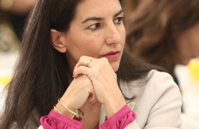 La presidenta de Vox Madrid, Rocio Monasterio, durante un desayuno informativo de Europa Press en el que han participado la presidenta de la Comunidad de Madrid, Isabel Díaz Ayuso y el vicepresidente de la Comunidad de Madrid, Ignacio Aguado.